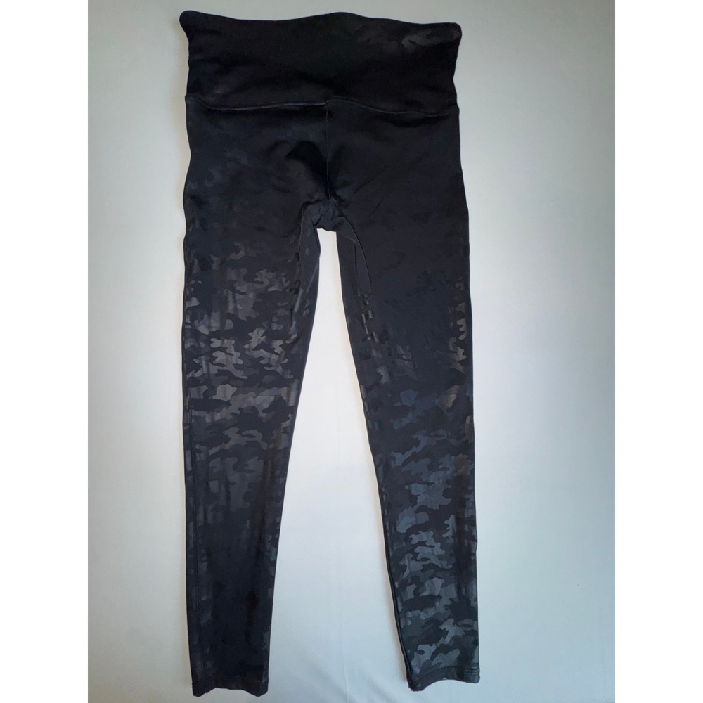Spanx Faux Leather Camo Leggings Black High Waisted 1XL Camouflage Pants - Picture 2 of 14